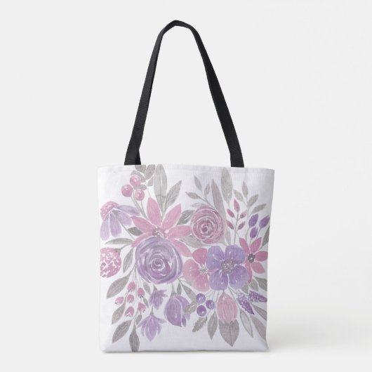 Roze Paarse lichte Sage Groene Florence Waterverf Tote Bag (Achterkant)