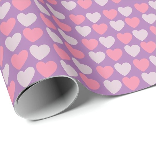 Roze Paarse Liefde Harten Patroon Cadeaupapier (Rol Hoek)