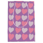 Roze Paarse Liefde Harten Patroon Medium Cadeauzakje (Voorkant)