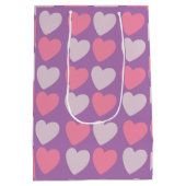 Roze Paarse Liefde Harten Patroon Medium Cadeauzakje (Achterkant)