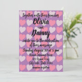 Roze Paarse liefde harten patroon romantische brui Kaart (Staand voorkant)