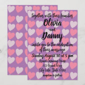 Roze Paarse liefde harten patroon romantische brui Kaart (Voorkant / Achterkant)