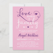 Roze Paarse liefde maakt een gezinadoptieschower Kaart (Voorkant)