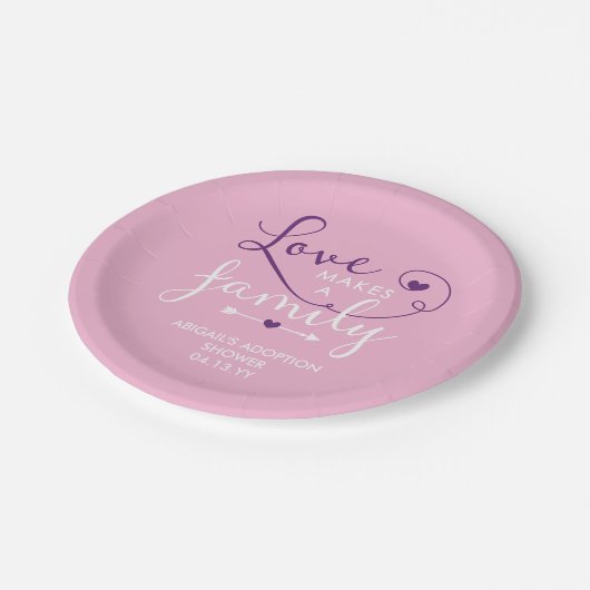 Roze Paarse liefde maakt een gezinadoptieschower Papieren Bordje (Gekanteld)
