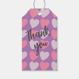 Roze Paarse liefdesharten Cadeaulabel