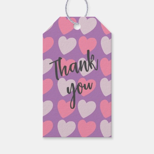 Roze Paarse liefdesharten Cadeaulabel (Voorkant)