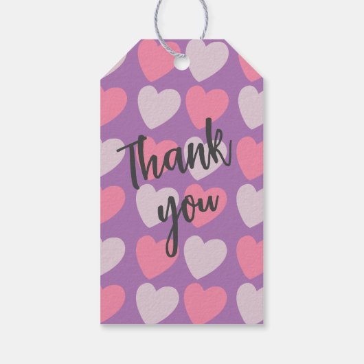 Roze Paarse liefdesharten Cadeaulabel (Achterkant)