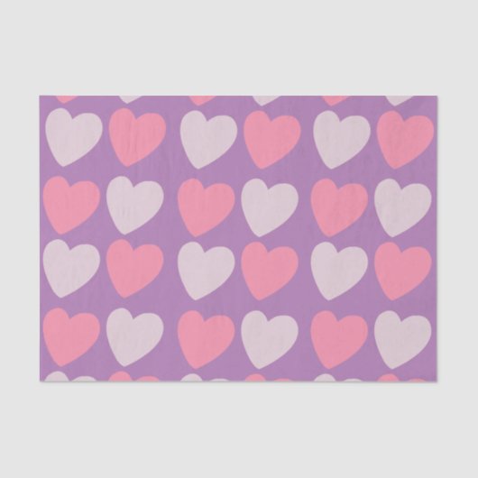 Roze Paarse liefdesharten Tissuepapier (Voorkant)