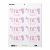 Roze & Paarse Lil Kleding Baby shower Waterfles Etiket (Full Sheet)