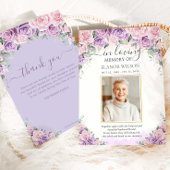 Roze Paarse Lila Bloemen Foto Begrafenismonument Bedankkaart