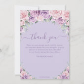 Roze Paarse Lila Bloemen Foto Begrafenismonument Bedankkaart (Achterkant)