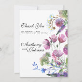 Roze paarse lila wilde bloem zomer Dank je  Kaart (Voorkant)