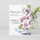 Roze paarse lila wilde bloem zomer Dank je  Kaart (Staand voorkant)