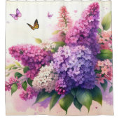  Roze Paarse Lilacs Bloemen Douchegordijn (Voorkant)