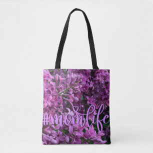 Roze paarse lilassen romantisch roze bloemmoer tote bag
