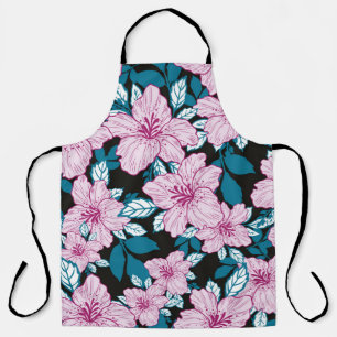 roze paarse limoenblauw blad zwarte achtergrond schort