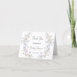 Roze Paarse Little Wildflower Girl Baby shower Bedankkaart
