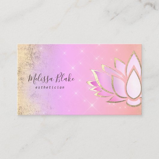 Roze paarse Lotus Design Visitekaartje (Voorkant)