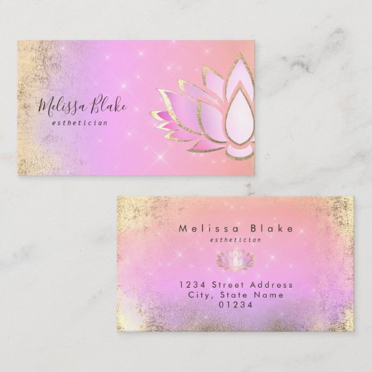 Roze paarse Lotus Design Visitekaartje (Voorkant / Achterkant)