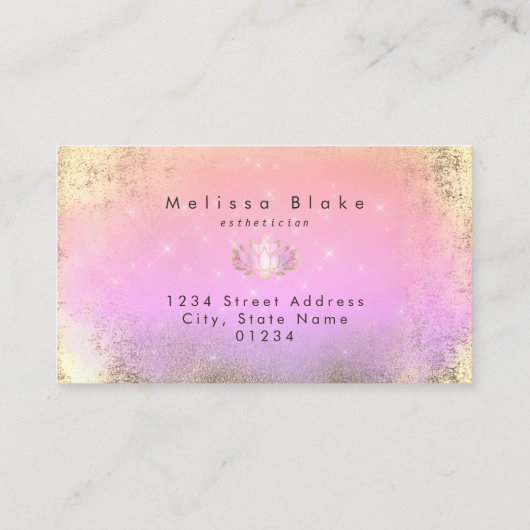 Roze paarse Lotus Design Visitekaartje (Achterkant)