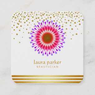 Roze Paarse Lotus Flower Confetti Yoga Meditation Vierkante Visitekaartje