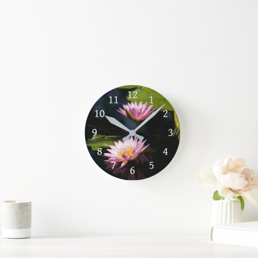 Roze Paarse Lotus Waterlilies Ronde Klok (Huis)