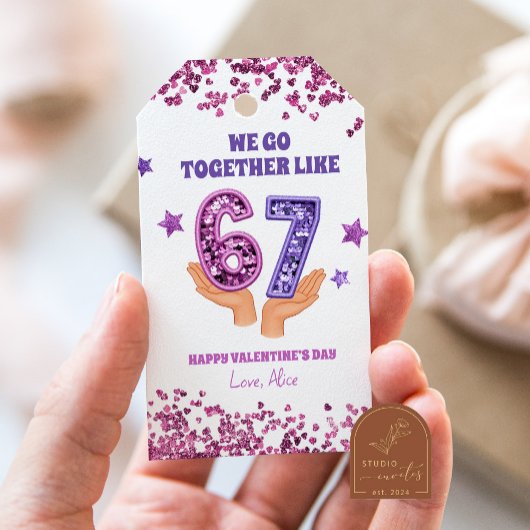 Roze paarse lovertjes 67 glinster valentijnstag cadeaulabel