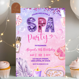 Roze paarse lovertjes SPA-feest verjaardag Kaart
