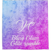 Roze Paarse Luxury Girly Sparkle Bling Douchegordijn (Voorkant)