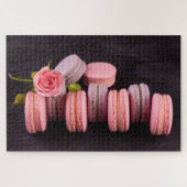 Roze Paarse Macarons Vloeiend Roos Sweet Food Fren Legpuzzel (Horizontaal)
