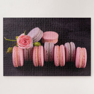 Roze Paarse Macarons Vloeiend Roos Sweet Food Fren Legpuzzel