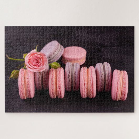 Roze Paarse Macarons Vloeiend Roos Sweet Food Fren Legpuzzel (Horizontaal)