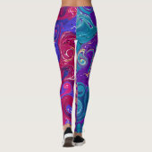 Roze, Paarse, magenta, vloeiende tekenmarmer Leggings (Achterkant)