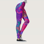 Roze, Paarse, magenta, vloeiende tekenmarmer Leggings (Rechts)