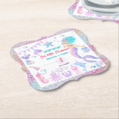 Roze Paarse Magische Meisje Zeemeermin Verjaardags Kartonnen Onderzetters (Gekanteld)