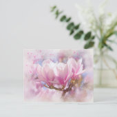 Roze Paarse Magnolia - Lentbloem Briefkaart (Staand voorkant)
