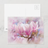 Roze Paarse Magnolia - Lentbloem Briefkaart (Voorkant / Achterkant)