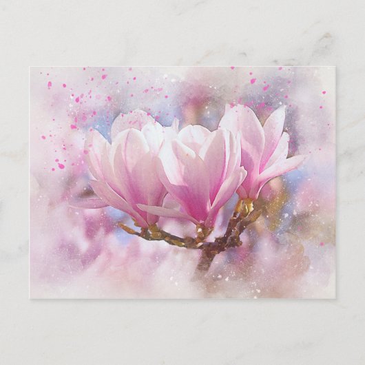 Roze Paarse Magnolia - Lentbloem Briefkaart (Voorkant)