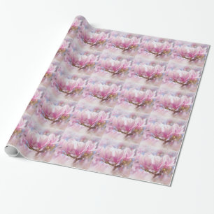 Roze Paarse Magnolia - Lentbloem Cadeaupapier