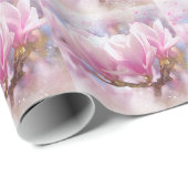 Roze Paarse Magnolia - Lentbloem Cadeaupapier (Rol Hoek)