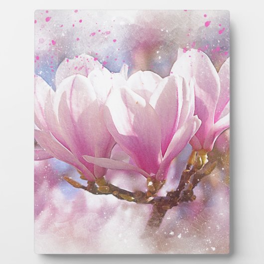 Roze Paarse Magnolia - Lentbloem Fotoplaat (Voorkant)