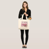 Roze Paarse Magnolia - Lentbloem Grote Tote Bag (Voorkant (model))