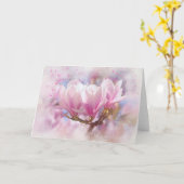 Roze Paarse Magnolia - Lentbloem Kaart (Gele Bloem)