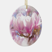 Roze Paarse Magnolia - Lentbloem Keramisch Ornament (Rechts)