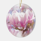 Roze Paarse Magnolia - Lentbloem Keramisch Ornament (Links)
