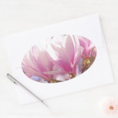 Roze Paarse Magnolia - Lentbloem Ovale Sticker (Envelop)