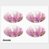 Roze Paarse Magnolia - Lentbloem Ovale Sticker (Vel)