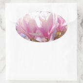 Roze Paarse Magnolia - Lentbloem Ovale Sticker (Tas)