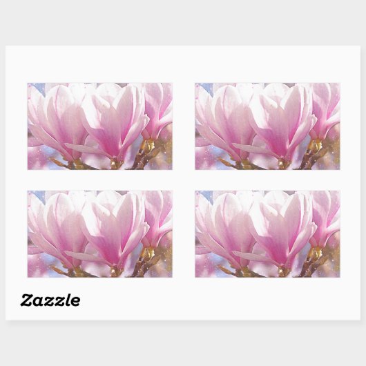 Roze Paarse Magnolia - Lentbloem Rechthoekige Sticker (Vel)