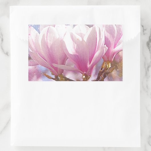 Roze Paarse Magnolia - Lentbloem Rechthoekige Sticker (Tas)